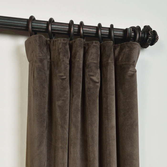 Flat Hook Velvet Curtain Drape with Blackout Lined For Track with Ring Clip or Traverse Rod and Rod with Rings Birkin