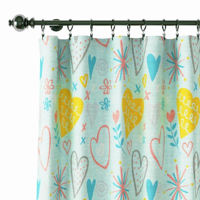 Kids Print Polyester Linen Curtain Drapery FINN