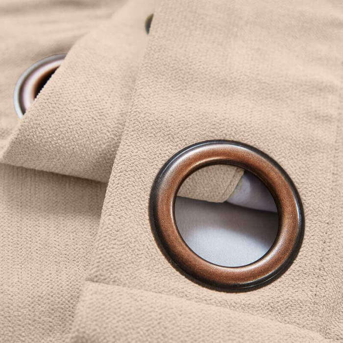 Antique Bronze Grommet Polyester Cotton Drapery With Blackout Lining Thermal Curtain Kantee