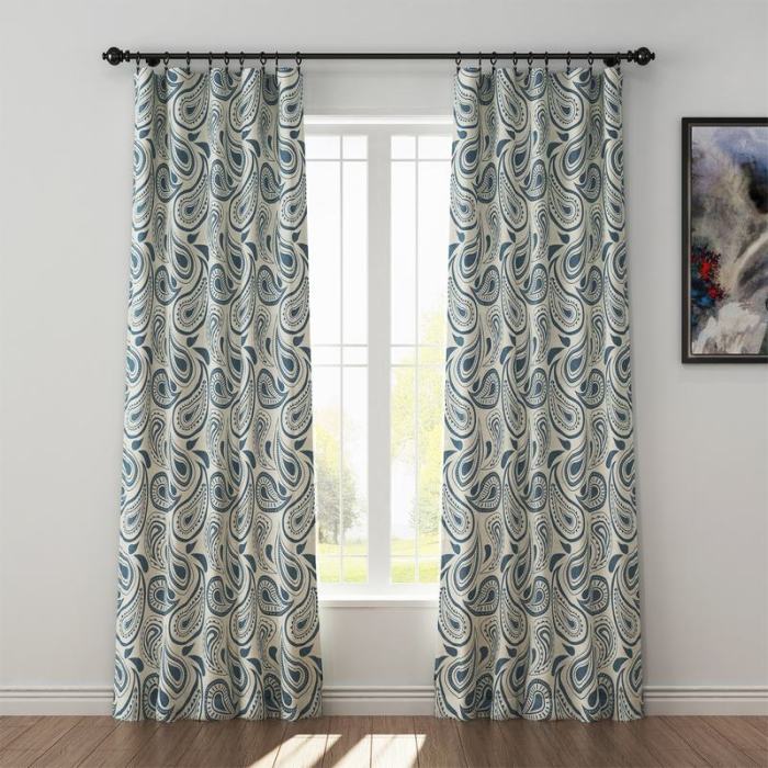 Paisleys Print Polyester Linen Curtain Drapery DMAIOSH
