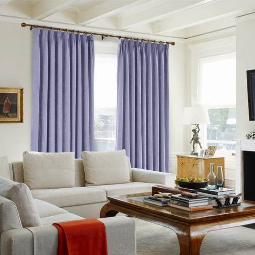 CUSTOM Kante Light Purple Polyester Cotton Drapery With Lining Curtains