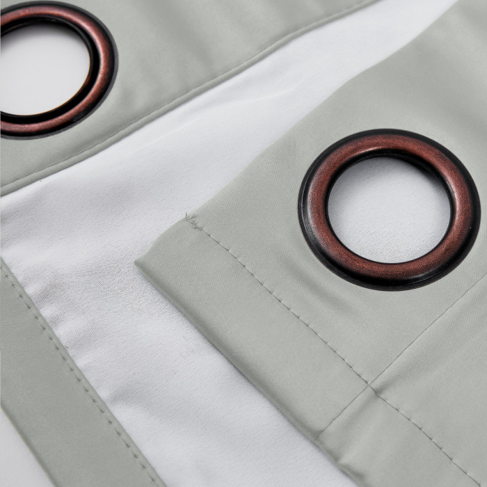 Polyester Cotton Silk Curtain Drape Panel in Antique Bronze Grommet with Blackout Lined LHZ