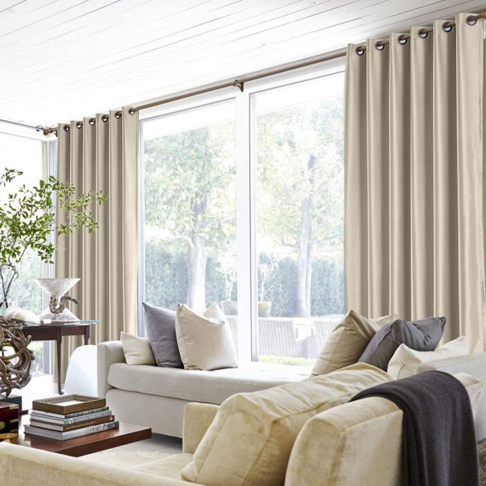 Polyester Cotton Silk Curtain Drape Panel in Antique Bronze Grommet with Blackout Lined LHZ