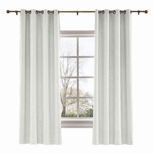 CUSTOM Liz Ivory White Polyester Linen Curtain Drapery with Lined