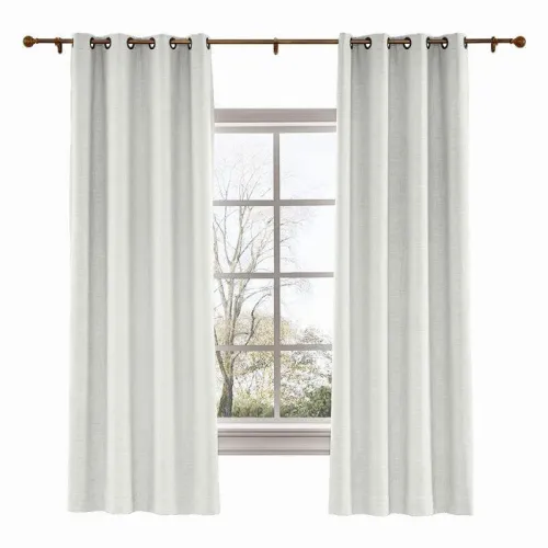 CUSTOM Liz Ivory White Polyester Linen Curtain Drapery with Lined