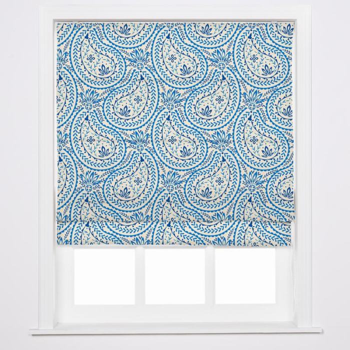 ARIEL Paisley Print Polyester Linen Roman Shade