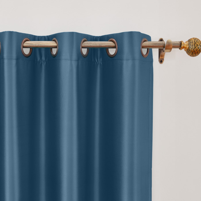 Polyester Cotton Silk Curtain Drape Panel in Antique Bronze Grommet with Blackout Lined LHZ