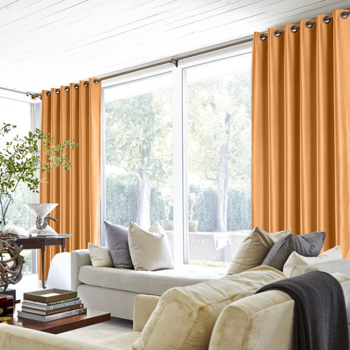 Polyester Cotton Silk Curtain Drape Panel in Antique Bronze Grommet with Blackout Lined LHZ