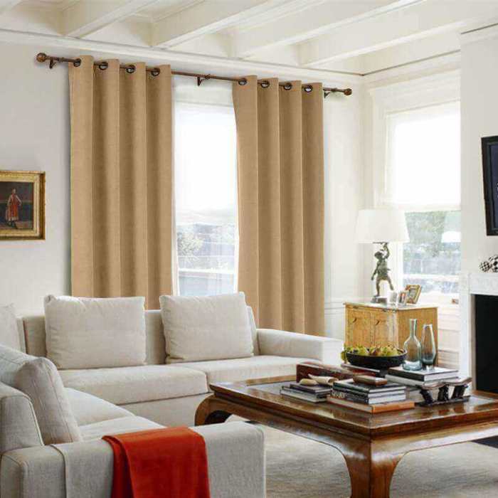 Antique Bronze Grommet Polyester Cotton Drapery With Blackout Lining Thermal Curtain Kantee