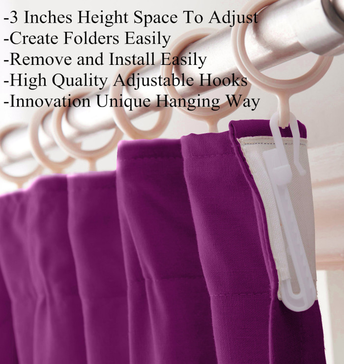 Flat Hook Velvet Curtain Drape with Blackout Lined For Track with Ring Clip or Traverse Rod and Rod with Rings Birkin