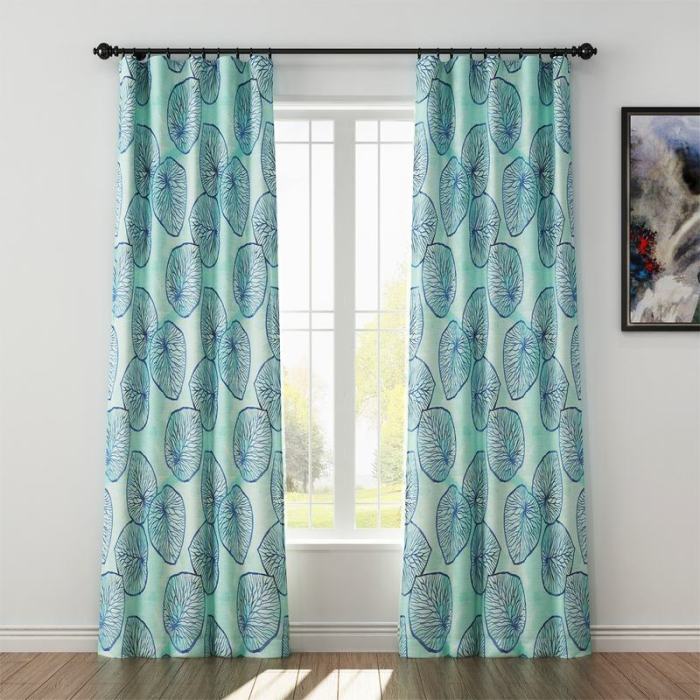 Abstract Print Polyester Linen Curtain Drapery THEODORE