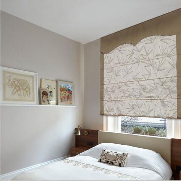 Embroidery Polyester Satin Roman Shade In Brown