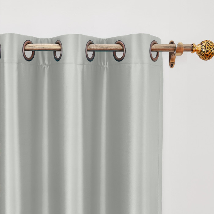 Polyester Cotton Silk Curtain Drape Panel in Antique Bronze Grommet with Blackout Lined LHZ