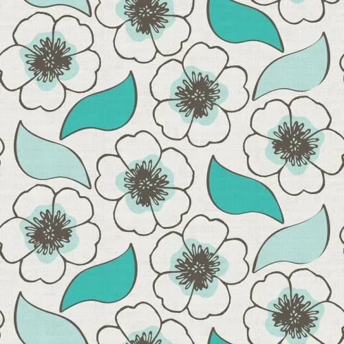 Floral Print Polyester Linen Curtain Drapery LEVI