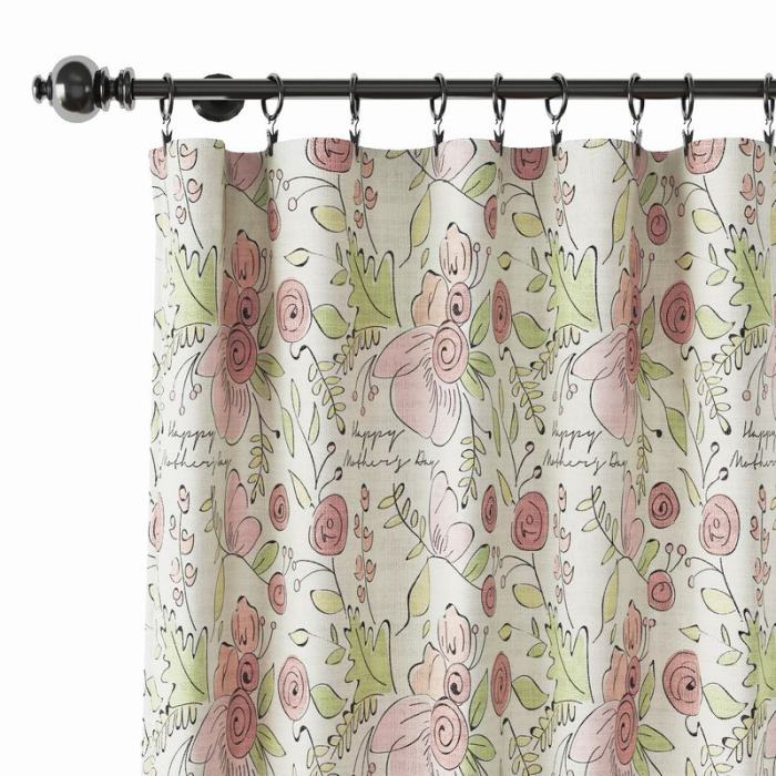 Floral Print Polyester Linen Curtain Drapery PIRATE