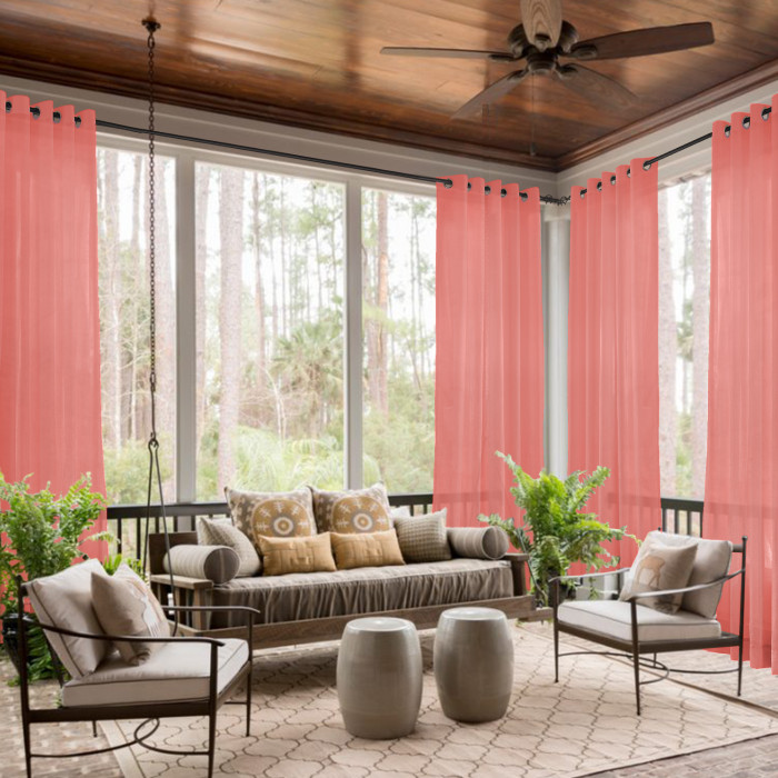 Nickel Grommet Indoor Outdoor Sheer Curtain Wide Opulent Voile Drape SCANDINA