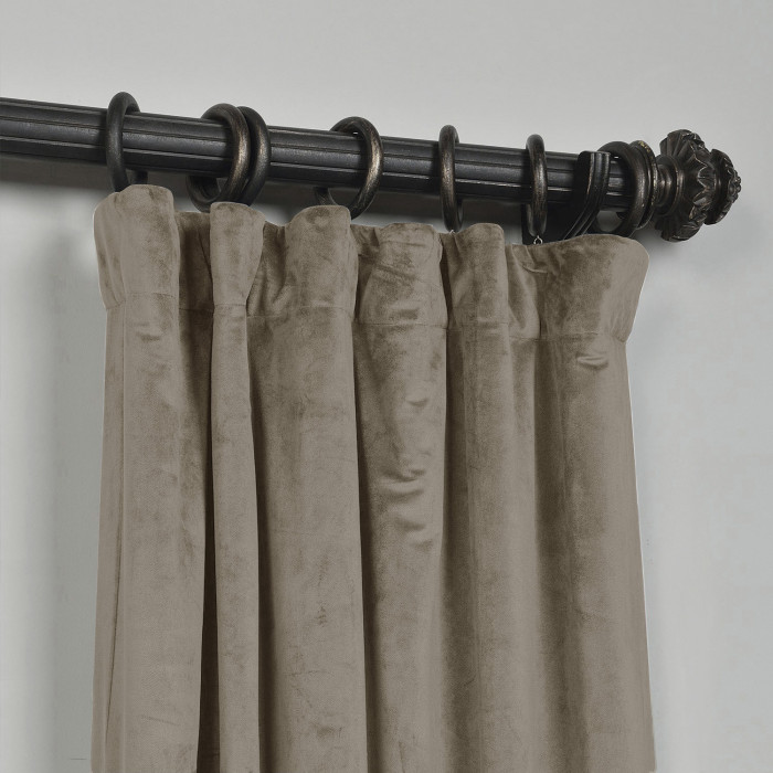 Flat Hook Velvet Curtain Drape with Blackout Lined For Track with Ring Clip or Traverse Rod and Rod with Rings Birkin