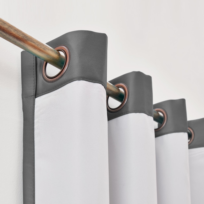 Polyester Cotton Silk Curtain Drape Panel in Antique Bronze Grommet with Blackout Lined LHZ