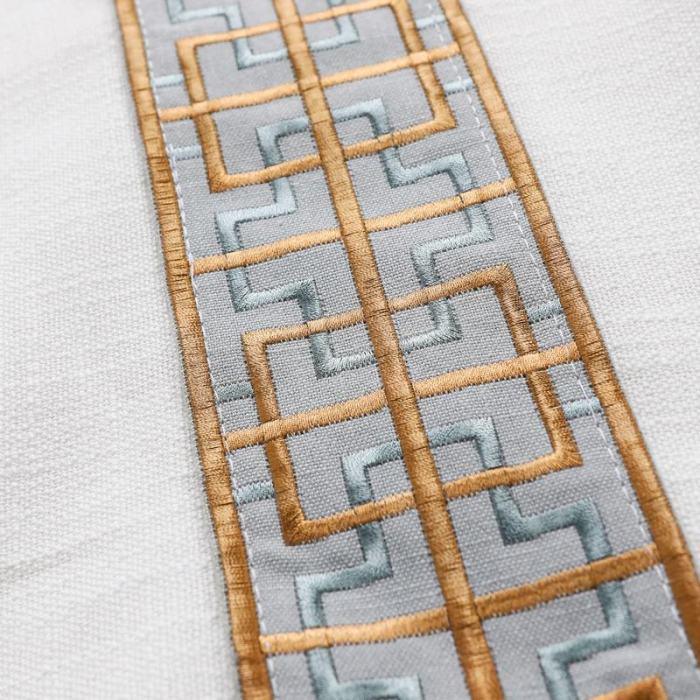 AMARA Polyester Linen Curtain Drapery With Decorative Trim Custom Sold Per Pair