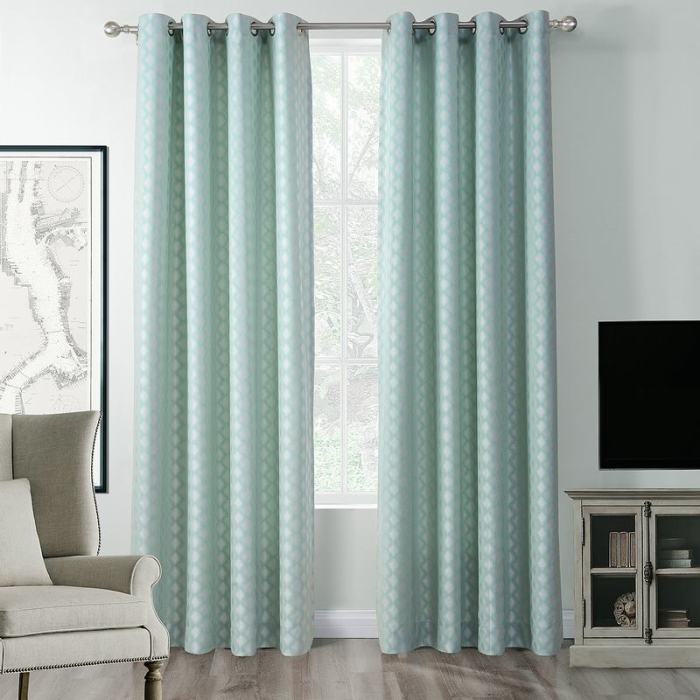Jacquard Diamond Curtain Drapery ZAC