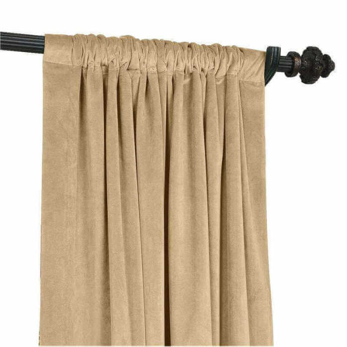CUSTOM Birkin Kakhi Velvet Curtain Drapery With Lining For Traverse Rod Pole or Track