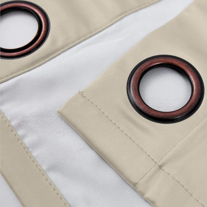 Polyester Cotton Silk Curtain Drape Panel in Antique Bronze Grommet with Blackout Lined LHZ