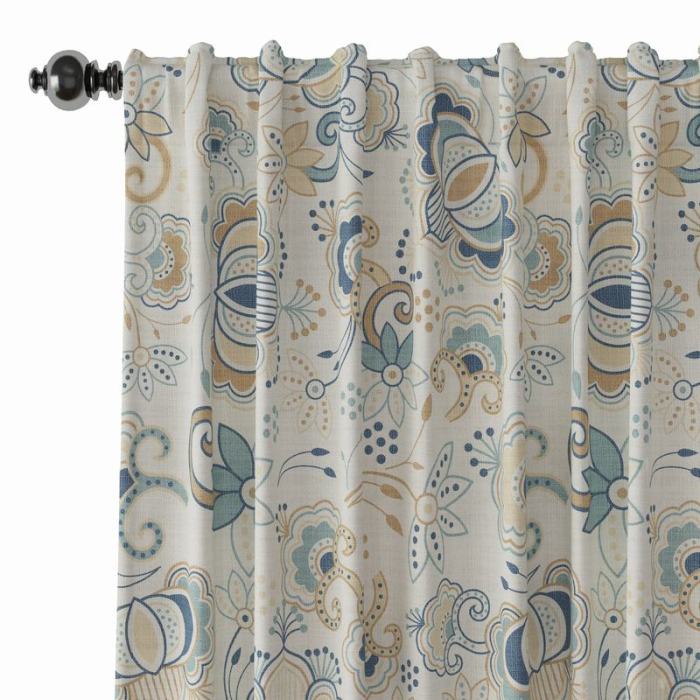 Paisleys Print Polyester Linen Curtain Drapery PALM