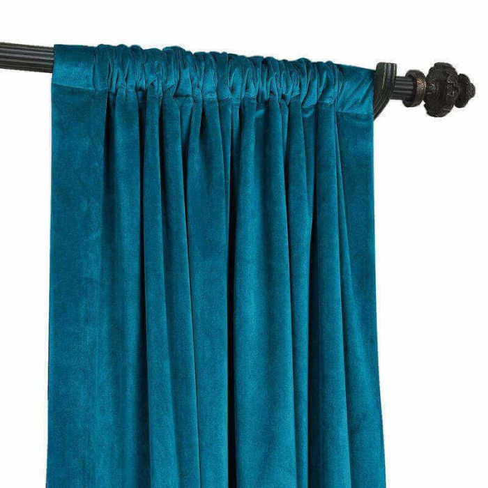 CUSTOM Birkin Blue Velvet Curtain Drapery With Lining For Traverse Rod Pole or Track