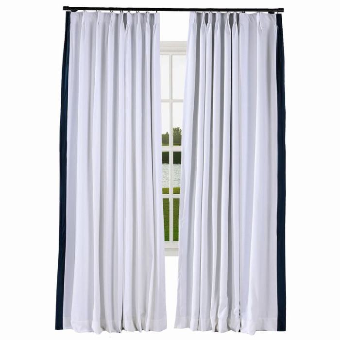 FELIX Velvet Curtain Drapery with Color Border Custom Sold Per Pair