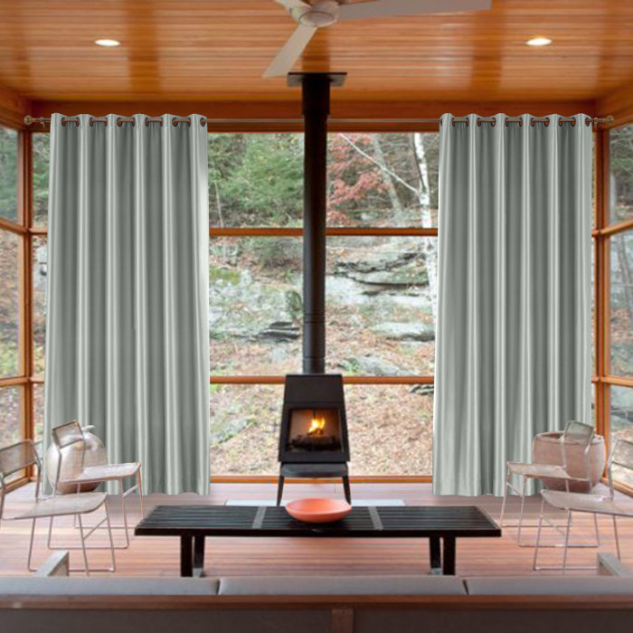 Polyester Cotton Silk Curtain Drape Panel in Antique Bronze Grommet with Blackout Lined LHZ