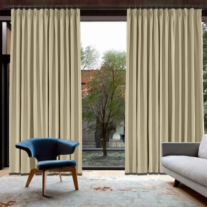 Pinch Pleat Room Darkening Blackout Curtain with Liner Capri