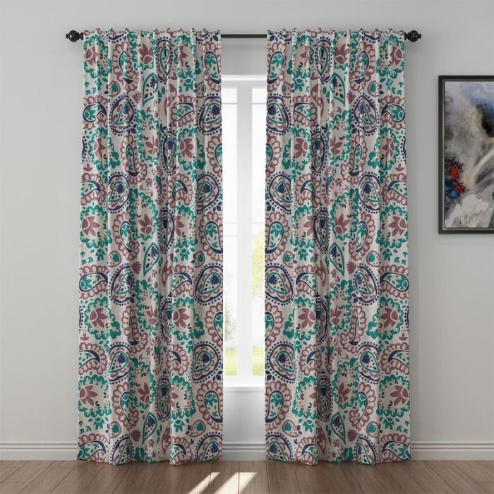 Paisleys Print Polyester Linen Curtain Drapery GEOMETRIC