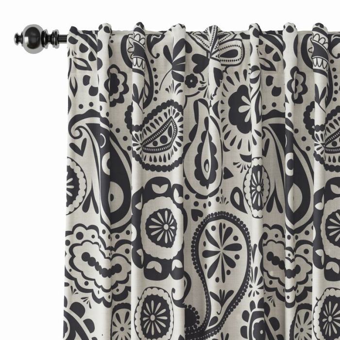 Paisley Print Polyester Linen Curtain Drapery IRIS