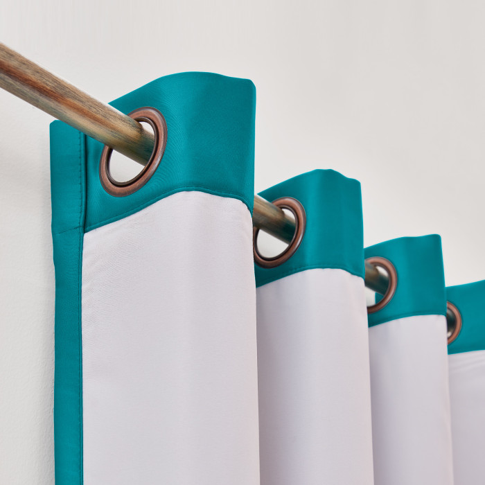 Polyester Cotton Silk Curtain Drape Panel in Antique Bronze Grommet with Blackout Lined LHZ