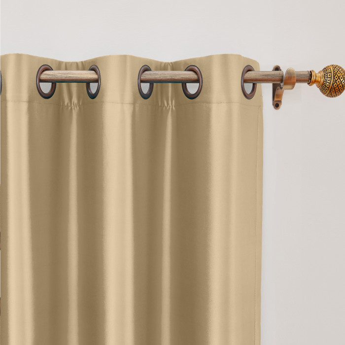 Polyester Cotton Silk Curtain Drape Panel in Antique Bronze Grommet with Blackout Lined LHZ