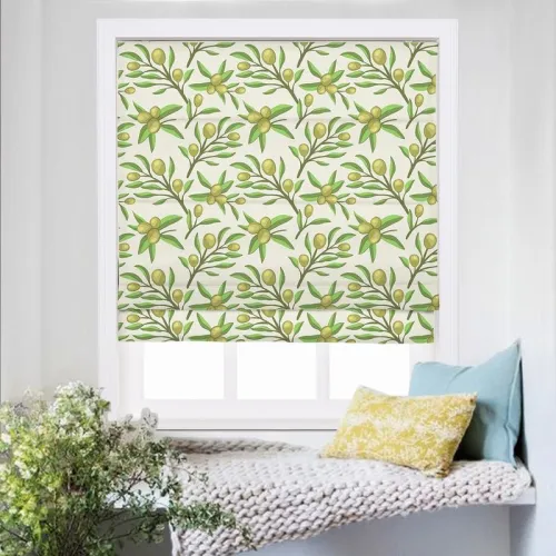 ASHER Nature Print Polyester Linen Room Darkening Roman Shade