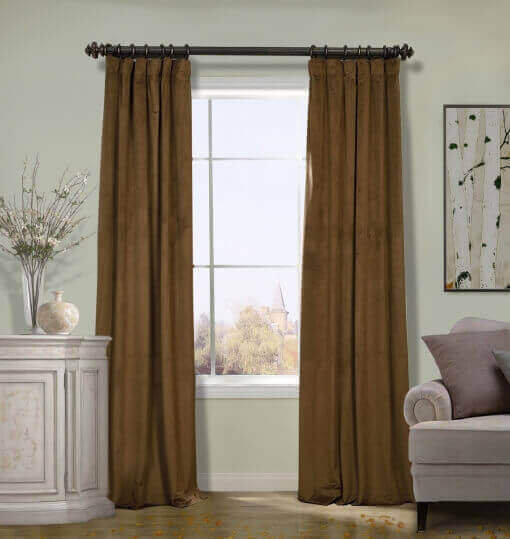 Flat Hook Velvet Curtain Drape with Blackout Lined For Track with Ring Clip or Traverse Rod and Rod with Rings Birkin