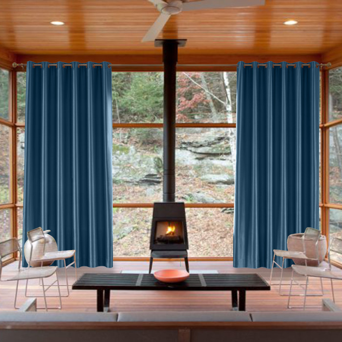 Polyester Cotton Silk Curtain Drape Panel in Antique Bronze Grommet with Blackout Lined LHZ