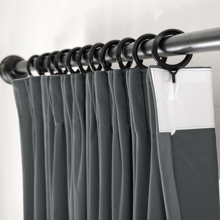 Flat Hook Velvet Curtain Drape with Blackout Lined For Track with Ring Clip or Traverse Rod and Rod with Rings Birkin