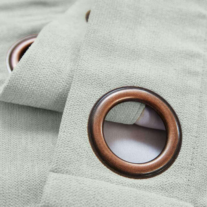 Antique Bronze Grommet Polyester Cotton Drapery With Blackout Lining Thermal Curtain Kantee