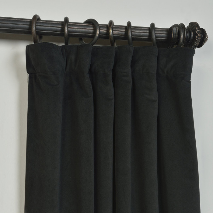 Flat Hook Velvet Curtain Drape with Blackout Lined For Track with Ring Clip or Traverse Rod and Rod with Rings Birkin