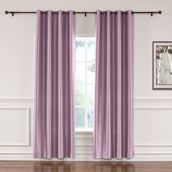 Polyester Cotton Silk Curtain Drape Panel in Antique Bronze Grommet with Blackout Lined LHZ