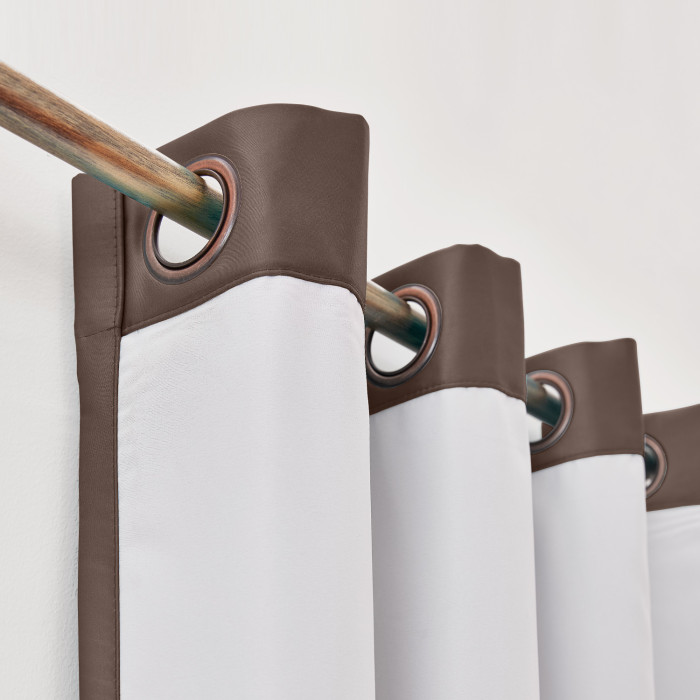 Polyester Cotton Silk Curtain Drape Panel in Antique Bronze Grommet with Blackout Lined LHZ