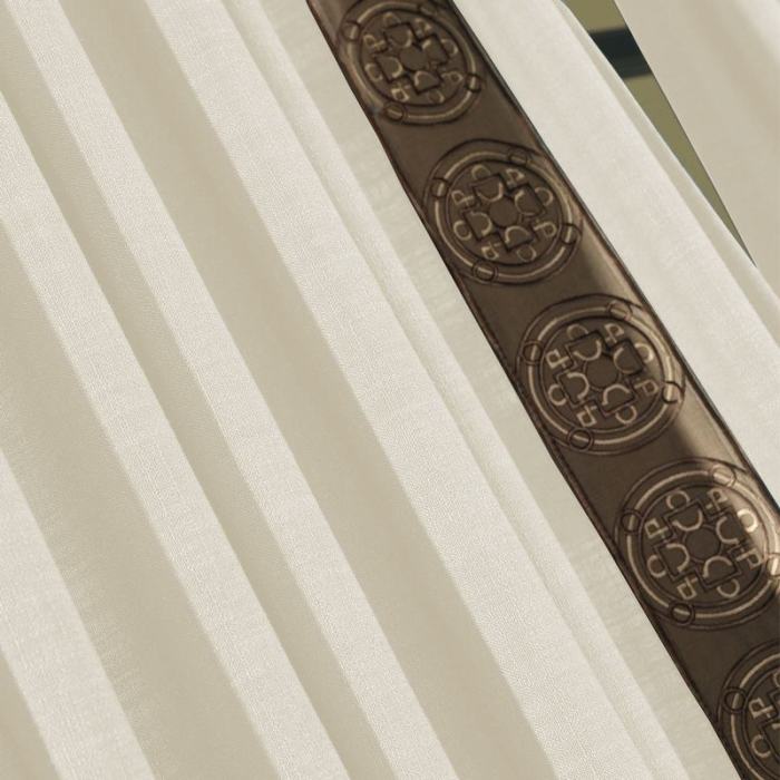 AMARA Polyester Linen Curtain Drapery With Decorative Trim Custom Sold Per Pair