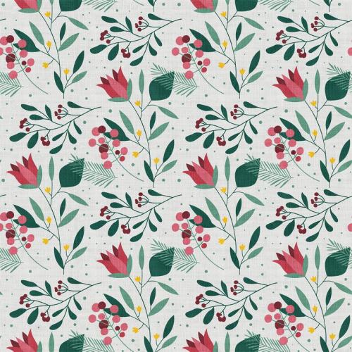 Floral Print Polyester Linen Curtain Drapery ANCHOR