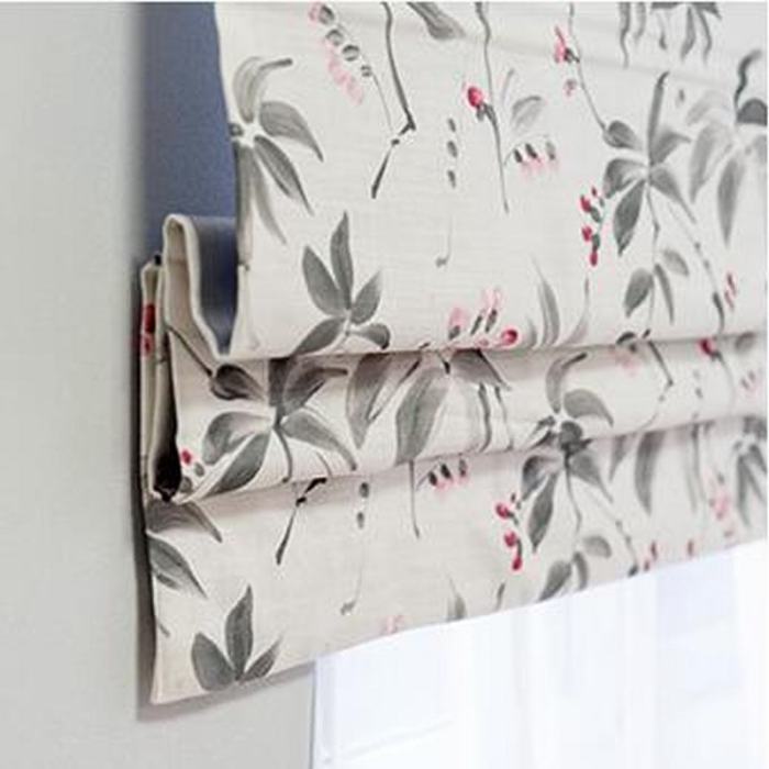 Print Polyester Roman Shade In Grey