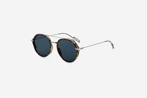 Dior0219S Brown Tortoiseshell-Effect Rounded Sunglasses