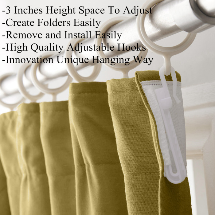 Flat Hook Velvet Curtain Drape with Blackout Lined For Track with Ring Clip or Traverse Rod and Rod with Rings Birkin