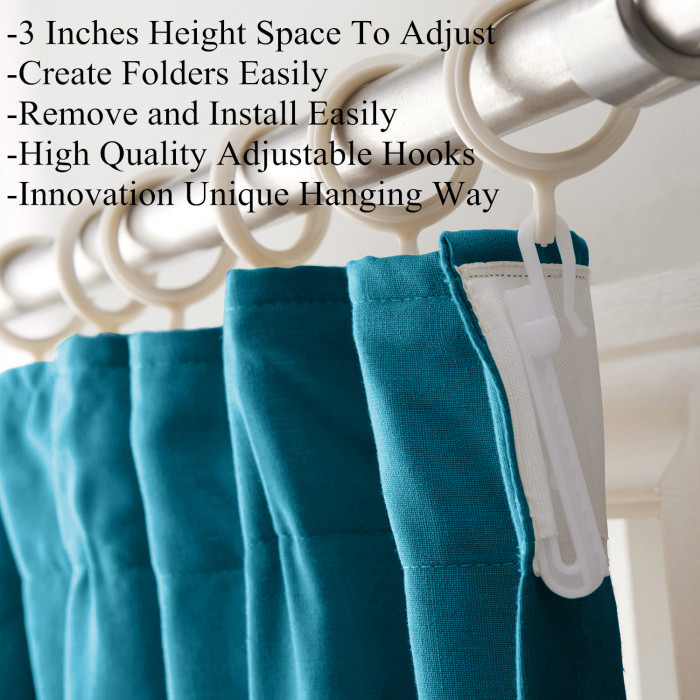 Flat Hook Velvet Curtain Drape with Blackout Lined For Track with Ring Clip or Traverse Rod and Rod with Rings Birkin