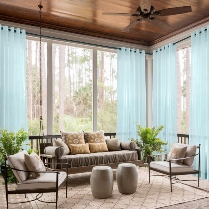 Nickel Grommet Indoor Outdoor Sheer Curtain Wide Opulent Voile Drape SCANDINA